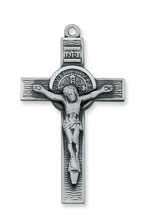 Saint Benedict Medal Crucifix - Satin Pewter